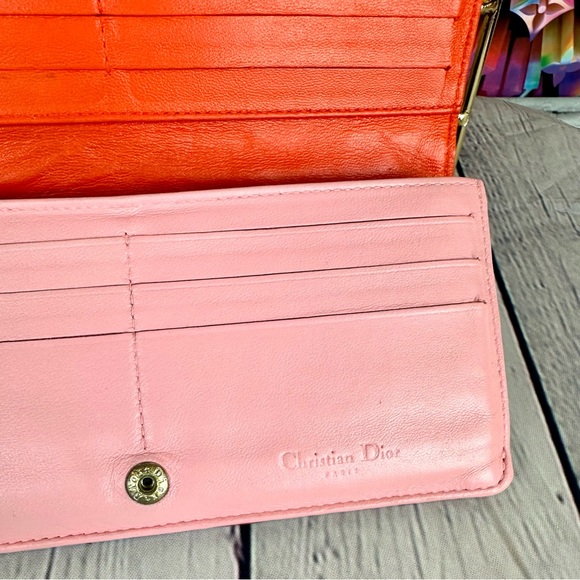 CHRISTIAN DIOR Magenta Pink Leather Cannage Long Wallet Crossbody with C… - Picture 5 of 16